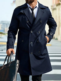 Mens Mid-length Double-breasted Casual Trench Coat