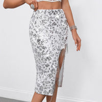 Fringe And Sequin Midi Skirt