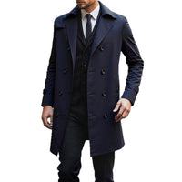 Mens Mid-length Double-breasted Casual Trench Coat