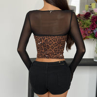 Stylish Sexy Leopard-print Wild And Sassy Retro Fishbone Top